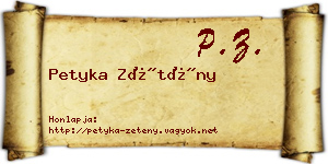 Petyka Zétény névjegykártya